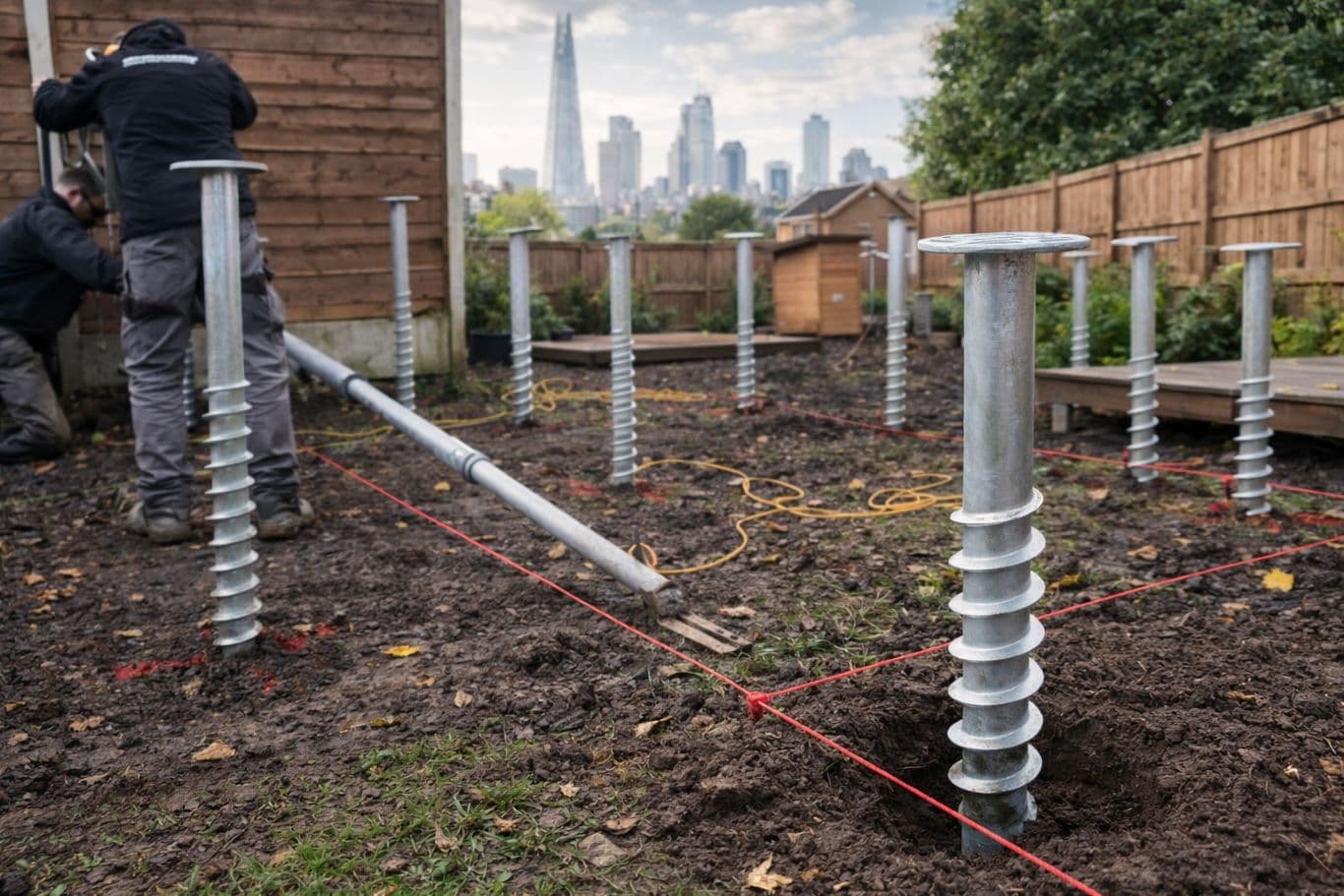 Ground screw foundation installation